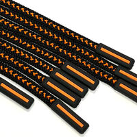 Шнур круглый косичка 7мм, 100пэ, цв черный/оранжевый, наконечник силикон, 130см