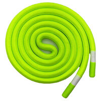 Шнур круглый с декор. наконечником белая полоса неон зеленый 1см (длина 130см)