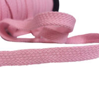 Шнур для одежды плоский 15мм, 100хб, цв розовый/130 (катушка 50м) Bombacio