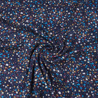Ткань Штапель 110гр/м2, 100вск, 150см, цветы, синий темный, 8615/1_TOG05