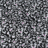 Ткань Штапель 90гр/м2, 100вск, 145см, цветы, черный, VT-10632/D14/C#4_TOG01
