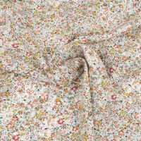 Ткань Штапель 90гр/м2, 100вск, 145см, оранжевые цветочки, белый, VT-10632/D7/C#3_TOG01