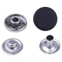 Кнопка "монетка"L-12  Soft-touch цв черный+3 части никель медицинская сталь нерж 12,5мм (уп ок.72шт) Veritas