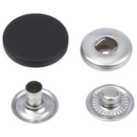 Кнопка "монетка" L-12 Soft-touch цв черный нерж медицинская сталь 15мм + никель3 части 12,5мм(уп ок.72шт) Veritas