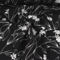 Ткань Штапель Твил 145гр/м2, 100вск, 150см, цветы, черный, 10918/D9747-206/C#1(3184;4261)_TOG01