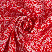 Ткань Штапель 110гр/м2, 100вск, 145см, цветы, красный, VT-11157/D8/C#7_TOG01
