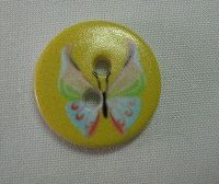 Пуговицы принтованные Бабочка 18мм 2 прокола цв.желтый (уп.100 шт)