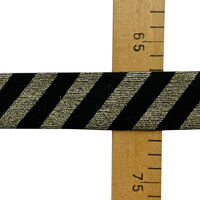 Резинка №23 шир 3,5см (упаковка 10м) цв черный золото полосы люрекс