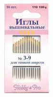 110108/g Иглы ручные с золотым ушком для тонкой шерсти №3-9, (уп.16шт) Hobby&Pro